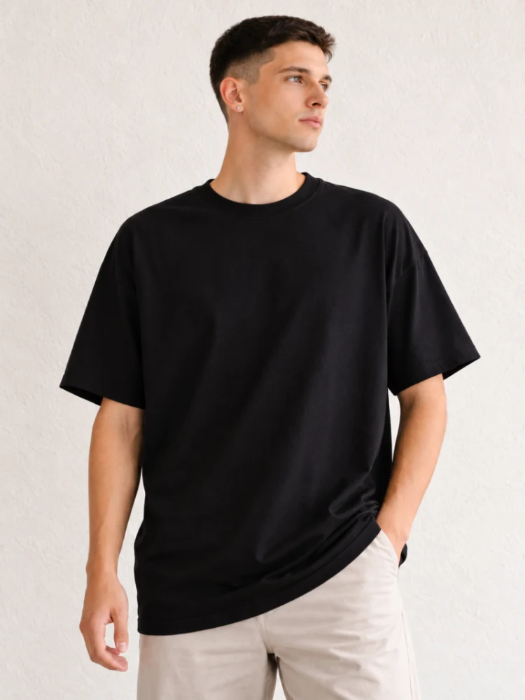 Oversized Black 100% Cotton T-Shirt