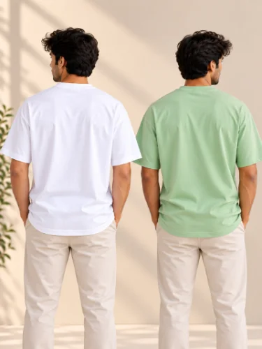 Combo White & Pistachio Green T-Shirt
