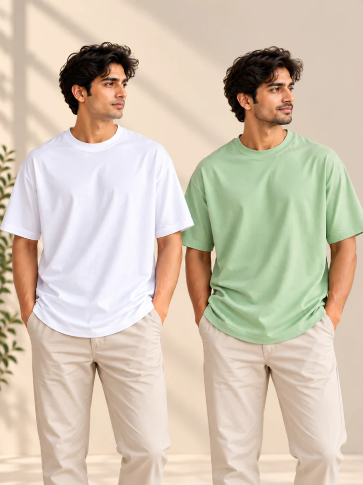 Combo White & Pistachio Green T-Shirt