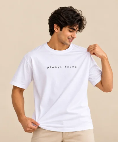 Always Young Premium Cotton Oversized T-Shirt – White