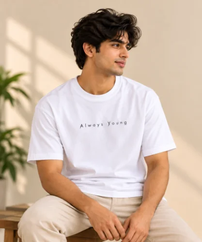Always Young Premium Cotton Oversized T-Shirt – White