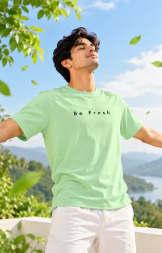 Mint Green T-Shirt for Men with Print | Danvi Style