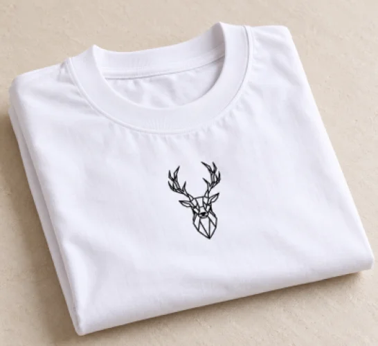 Geometric Stag Oversized White T-Shirt | 100% Cotton 220 GSM