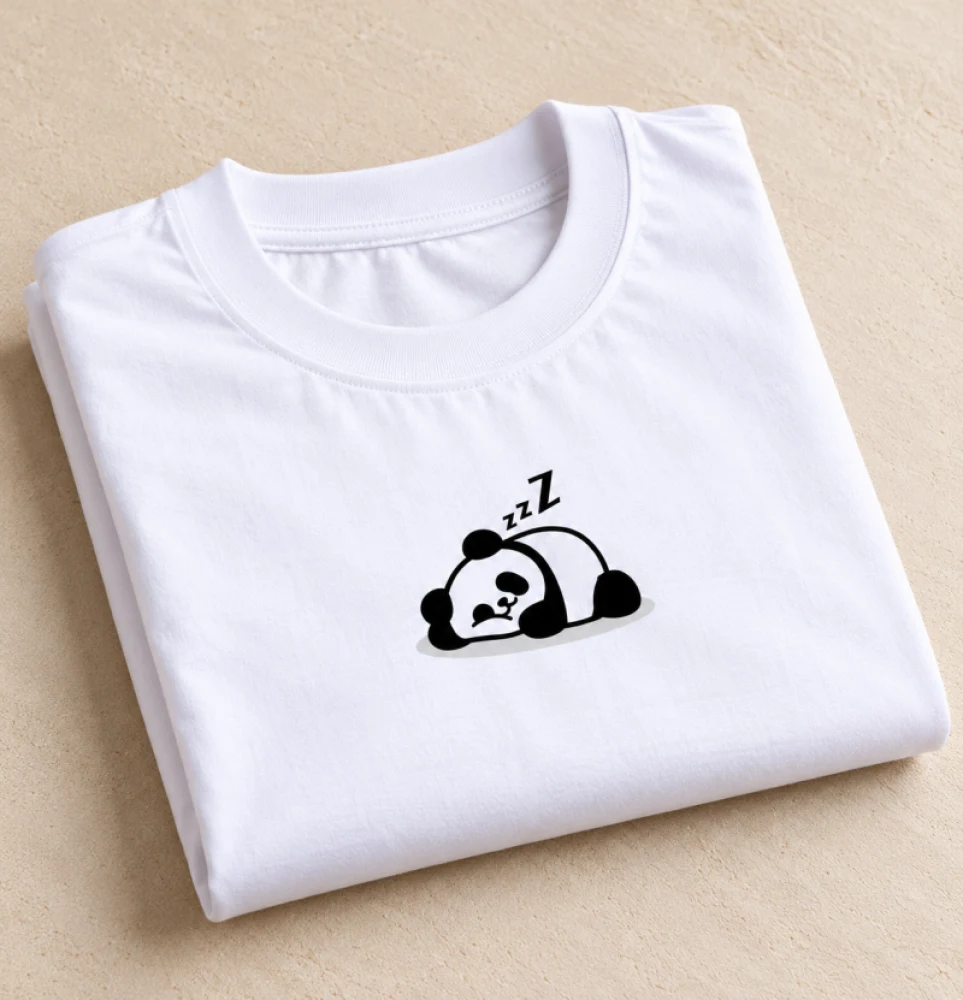 Sleepy Panda Oversized White T-Shirt | 100% Cotton 220 GSM